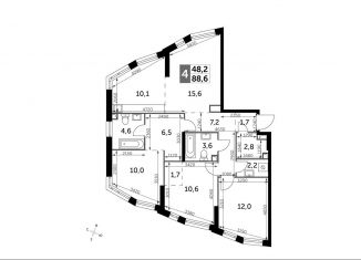Продажа 4-комнатной квартиры, 88.6 м2, Москва, метро Нагатинская, Варшавское шоссе, 37Ак1
