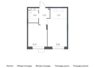 1-ком. квартира на продажу, 41.7 м2, Балашиха, жилой квартал Новоград Павлино, к34