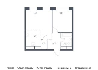 Продается 1-комнатная квартира, 43.4 м2, Московская область, жилой квартал Новоград Павлино, к8