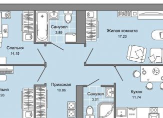 Трехкомнатная квартира на продажу, 76 м2, Ульяновская область, жилой комплекс Центрополис, 5