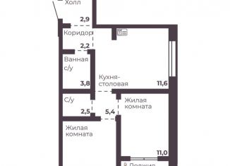 Продам 2-ком. квартиру, 49.9 м2, Челябинск, Тракторозаводский район
