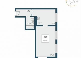 Продается 1-комнатная квартира, 46.5 м2, Новосибирск, Красный проспект, 180, метро Гагаринская