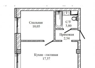 Продается однокомнатная квартира, 33.8 м2, Нальчик, улица Героя России Т.М. Тамазова, 2/3