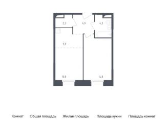 Продажа однокомнатной квартиры, 43 м2, Московская область, Луговая улица, 6к1