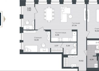 Продаю трехкомнатную квартиру, 94.6 м2, Пермь, Монастырская улица, 50, Ленинский район