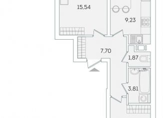 Продам двухкомнатную квартиру, 50.9 м2, Мурино, Графская улица, 6к4