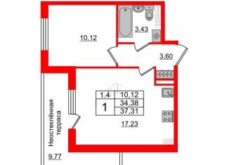 Продается 1-комнатная квартира, 34.4 м2, Санкт-Петербург, Пулковское шоссе, 95к3