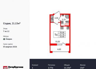 Продам квартиру студию, 21.2 м2, Санкт-Петербург, метро Проспект Просвещения