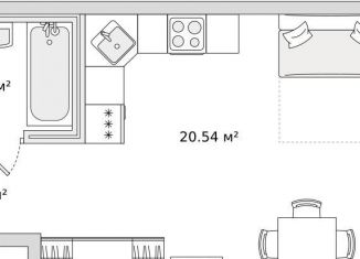 Квартира на продажу студия, 27.6 м2, поселок Бугры, ЖК Новые Горизонты