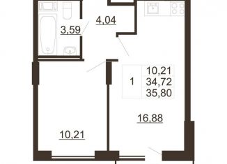 Продажа 1-комнатной квартиры, 35.8 м2, Ленинградская область