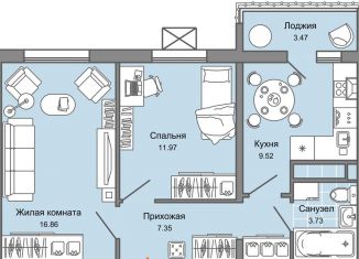 Продажа 2-комнатной квартиры, 51 м2, Ульяновск, Заволжский район, жилой комплекс Улла, 2