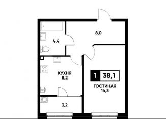 Продаю однокомнатную квартиру, 38.1 м2, Ставрополь