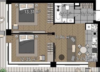 Трехкомнатная квартира на продажу, 54.8 м2, Москва, метро Октябрьское поле, улица Берзарина, 37