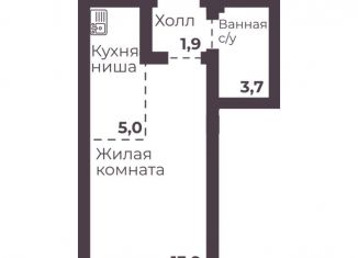 Продаю 1-комнатную квартиру, 24.5 м2, Челябинск, Тракторозаводский район