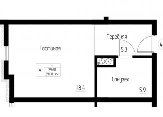 1-комнатная квартира на продажу, 29.6 м2, Калининградская область