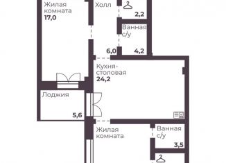 Продажа 2-ком. квартиры, 74.1 м2, Челябинская область