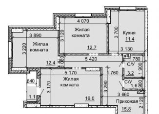 Продажа трехкомнатной квартиры, 74.2 м2, Новосибирск, Калининский район, улица Столетова