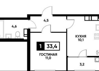 Продается однокомнатная квартира, 33.4 м2, Ставрополь, Промышленный район