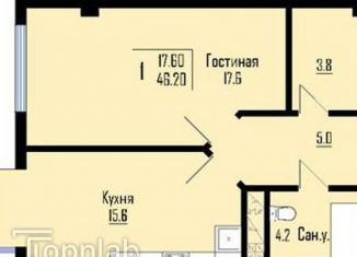 Продается 1-комнатная квартира, 46.2 м2, Нальчик, улица Ахохова, 190А, район Хладокомбинат