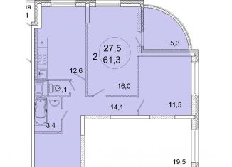 Продается 2-комнатная квартира, 61.3 м2, Ивантеевка, улица Прокудина, 1