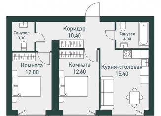 Продается 2-ком. квартира, 60.3 м2, Челябинская область