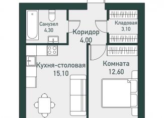 Продаю 1-ком. квартиру, 40.6 м2, посёлок Западный