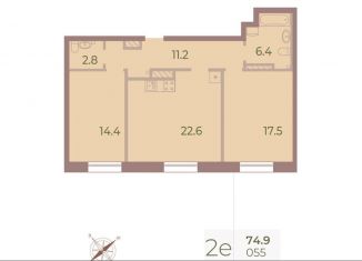 2-комнатная квартира на продажу, 74.5 м2, Санкт-Петербург, Петровский проспект, 9к2