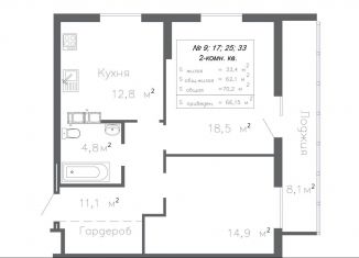 2-комнатная квартира на продажу, 66.2 м2, Самара, Куйбышевский район