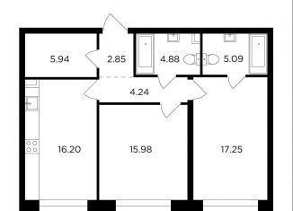 Продается двухкомнатная квартира, 72.4 м2, Москва, жилой комплекс Форивер, 8, ЮАО