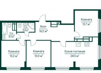 Продается трехкомнатная квартира, 87.6 м2, Самара, метро Московская