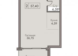 2-комнатная квартира на продажу, 57.4 м2, Крым, улица Мухина, 17А