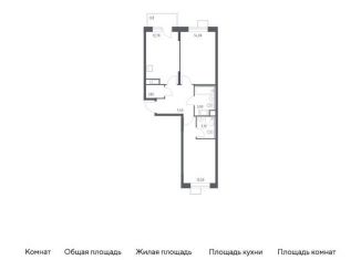 2-комнатная квартира на продажу, 56.7 м2, деревня Середнево, жилой комплекс Цветочные Поляны Экопарк, к6