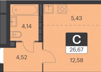 Продается квартира студия, 26.7 м2, Свердловская область