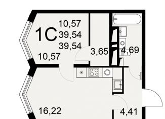 Продажа 1-комнатной квартиры, 39.5 м2, Тульская область