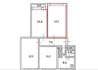 Продаю комнату, 17.7 м2, Санкт-Петербург, Серебристый бульвар, 22к3, муниципальный округ Комендантский Аэродром