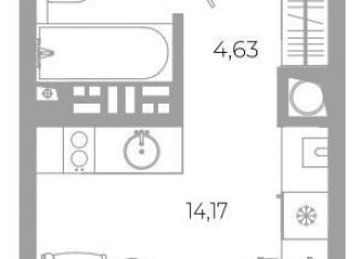 Квартира на продажу студия, 22.6 м2, Астрахань, Боевая улица, 132с1