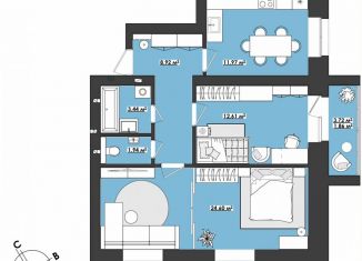 Продам 2-комнатную квартиру, 65.3 м2, Чита