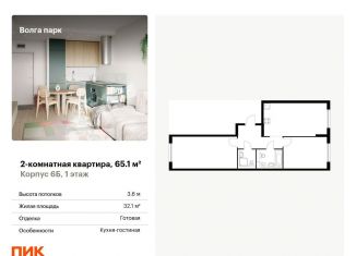 Продается 2-комнатная квартира, 65.1 м2, Ярославль, ЖК Волга Парк