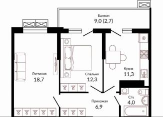 Продаю 2-ком. квартиру, 53.5 м2, Краснодар, Конгрессная улица, 41, ЖК Отражение