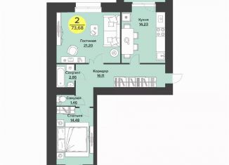 Продается двухкомнатная квартира, 73.7 м2, Йошкар-Ола, улица Машиностроителей, 59