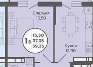 1-комнатная квартира на продажу, 39.4 м2, Краснодар, Тополиная улица, 40/1, ЖК Тополиная Топольковая