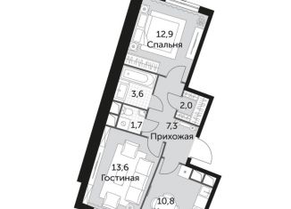 Продажа 2-ком. квартиры, 51.9 м2, посёлок Развилка