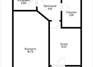 Продается однокомнатная квартира, 41 м2, Краснодар, Красная улица, 176лит1, ЖК Большой