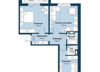 Продаю 3-комнатную квартиру, 63.2 м2, Челябинская область, Береговая улица, 1