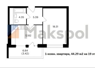 Продается 1-комнатная квартира, 44.3 м2, Москва, Восточная улица, 4Ак1, метро Дубровка