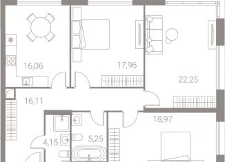 3-комнатная квартира на продажу, 100.6 м2, Москва, ЖК Лайф Варшавская