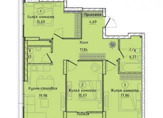 Продаю 3-комнатную квартиру, 96.8 м2, Екатеринбург, ЖК Клевер Парк