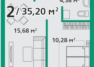 2-ком. квартира на продажу, 35.2 м2, посёлок городского типа Берёзовка