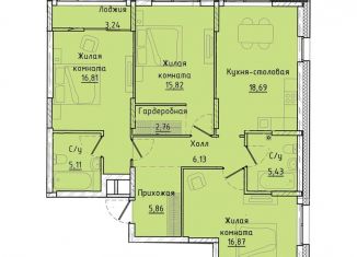 Продаю трехкомнатную квартиру, 95.1 м2, Екатеринбург, Машинная улица, 1В/2, ЖК Клевер Парк