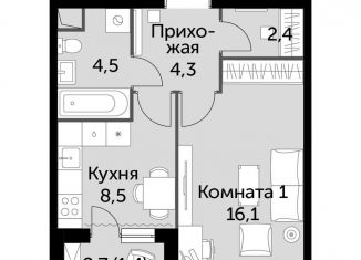 Продается однокомнатная квартира, 37.2 м2, посёлок Развилка, ЖК Римский